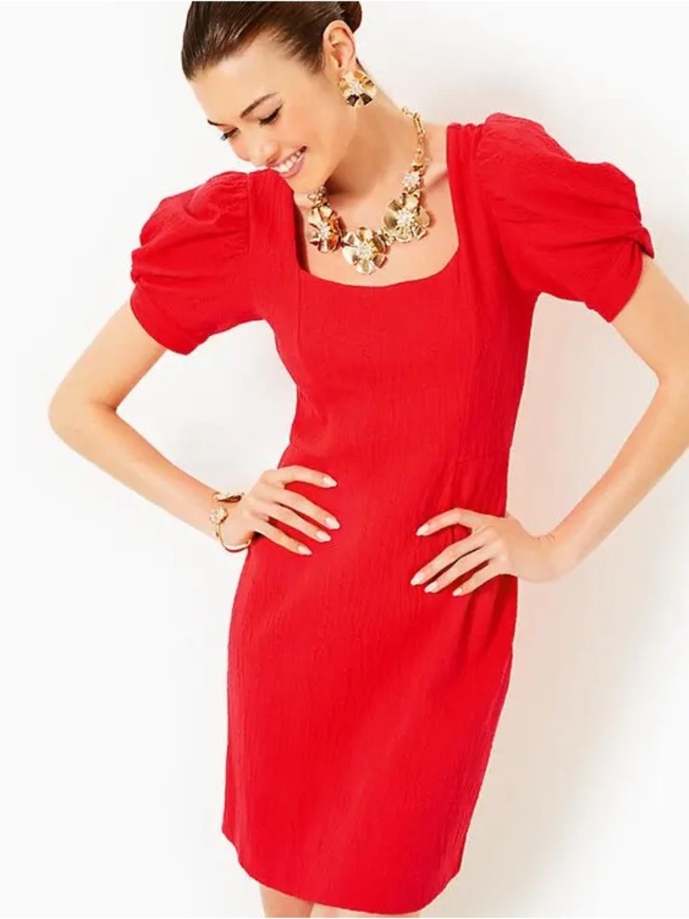 NWT Elisha Shift Dress Women's Size Large Rococo Red Wavy Knit Jacquard